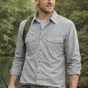 Orvis Light Green Insect Shield Button Down Shirt Size M